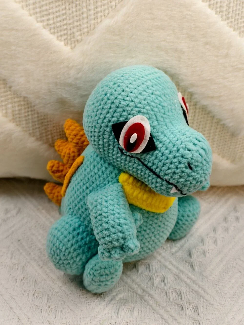 Handmade Amigurumi Crochet Blue Totodile Plushie
